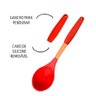 Colher de Silicone Multiuso com Cabo de Madeira Vermelho em Casa Tem - 3