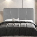Ver imagem 2 de Cabeceira Cama Box Casal Queen Size Amber 160cm Estofada Linho Cinza Claro - Desk Design