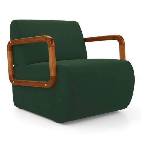 Poltrona Decorativa Orgânica Living Kavya Veludo Verde Escuro - Desk Design