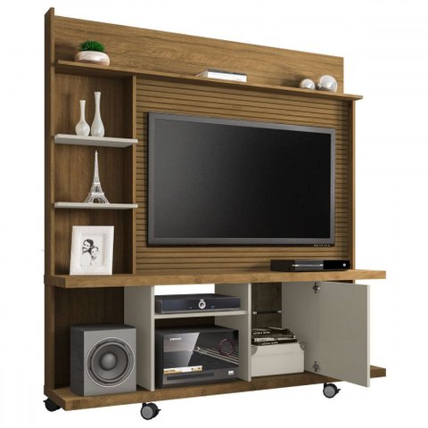Estante para Tv até 47 Polegadas 1 Porta Velletri Cinamomo/off White - Pnr Móveis