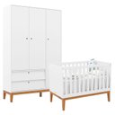 Ver imagem 1 de Berço Americano e Guarda Roupa Unique 3 Portas Branco Soft Eco Wood - Matic