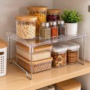 Ver imagem 2 de Organizador Acrílico Dobrável Empilhável Prateleira Multiuso Cosméticos Armário Despensa Cozinha Ban