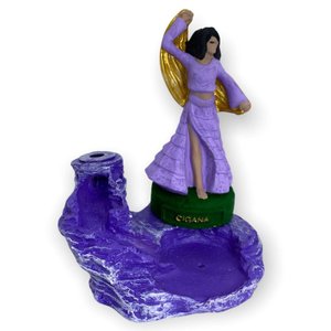 Incensário Cascata Cigana Lilás em Resina 13 cm