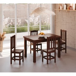 Conjunto Sala de Jantar 120x88 com 4 Cadeiras Diamante - Nemargi:castanho - 2