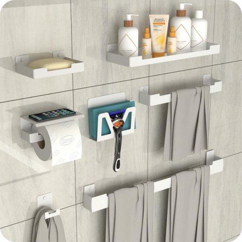 Kit Acessórios Para Banheiro 7 Peças Branco ELG
