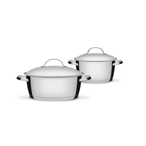 Conjunto de Caçarolas Allegra Inox 2 Peças Fundo Triplo 18 e 22 Cm - Tramontina