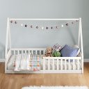 Ver imagem 2 de Cama Casal Infantil Montessoriana Branco Madeira Casa com Estrado Ravi Idimex
