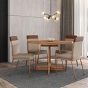 Ver imagem 3 de Mesa de Jantar Quadrada 90cm + 4 Cadeiras Duo Estofadas Nf Cor:nogal com Areia Rosê