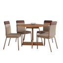 Ver imagem 2 de Mesa de Jantar Quadrada 90cm + 4 Cadeiras Duo Estofadas Nf Cor:nogal com Areia Rosê