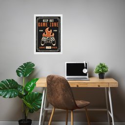 Quadro Gamer - Keep Out Gamer Zone 45x34cm:moldura Branca - 1