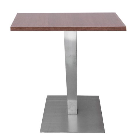 Mesa Alpha Inox 77,50 Cm (altura) com Tampo em Mdp Quadrado 80 Cm Imbuia