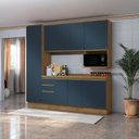 Ver imagem 2 de Armário de Cozinha Compacta Nicho Micro-ondas 100% Mdf 230cm Nogueira/azul Profundo Celeste