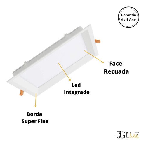 Painel Plafon Embutir Quadrado Led 18w Bivolt Bco / Pto Opus - Branco - Bco Quente 3000k - 2