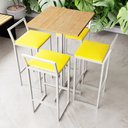 Ver imagem 1 de Conjunto Mesa Alta Bar Bistrô Quadrada Pinus 4 Banquetas Confort Estofado White Don Castro