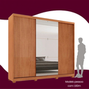 Ver imagem 5 de Guarda-Roupa Casal 100% MDF 3 Portas de Correr 4 Gavetas com Pés e Espelho Chile Marrom/Marromle