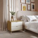 Ver imagem 2 de Mesa de Cabeceira 2 Gavetas Altis 60 cm - Off White Fosco c/ Carvalho - Champanhe