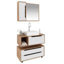 Ver imagem 2 de Kit Modulado para Banheiro Completo Gabinete Gaveteiro Pia Espelheira Amêndoa Branco