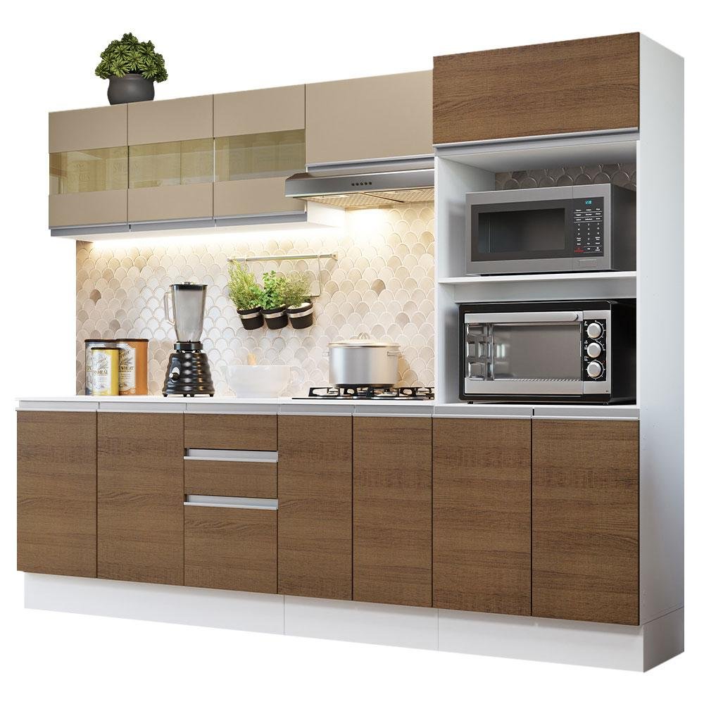 Armário de Cozinha Completa 100% MDF 250 cm Branco/Rustic/Crema Smart Madesa 02 - 3