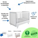 Ver imagem 3 de Quarto Bebê Completo Berço Mini Cama E Cômoda Retrô Peroba - Branco Brilho com Cinza