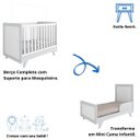 Ver imagem 4 de Quarto Bebê Completo Berço Mini Cama E Cômoda Retrô Peroba - Branco Brilho com Cinza