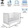 Quarto Bebê Completo Berço Mini Cama E Cômoda Retrô Peroba - Branco Brilho com Cinza - 5