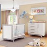 Quarto Bebê Completo Berço Mini Cama E Cômoda Retrô Peroba - Branco Brilho com Cinza - 2