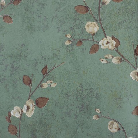 Papel de Parede Floral Verde Vintage+ Cola Inclusa- Vinilico Lavável