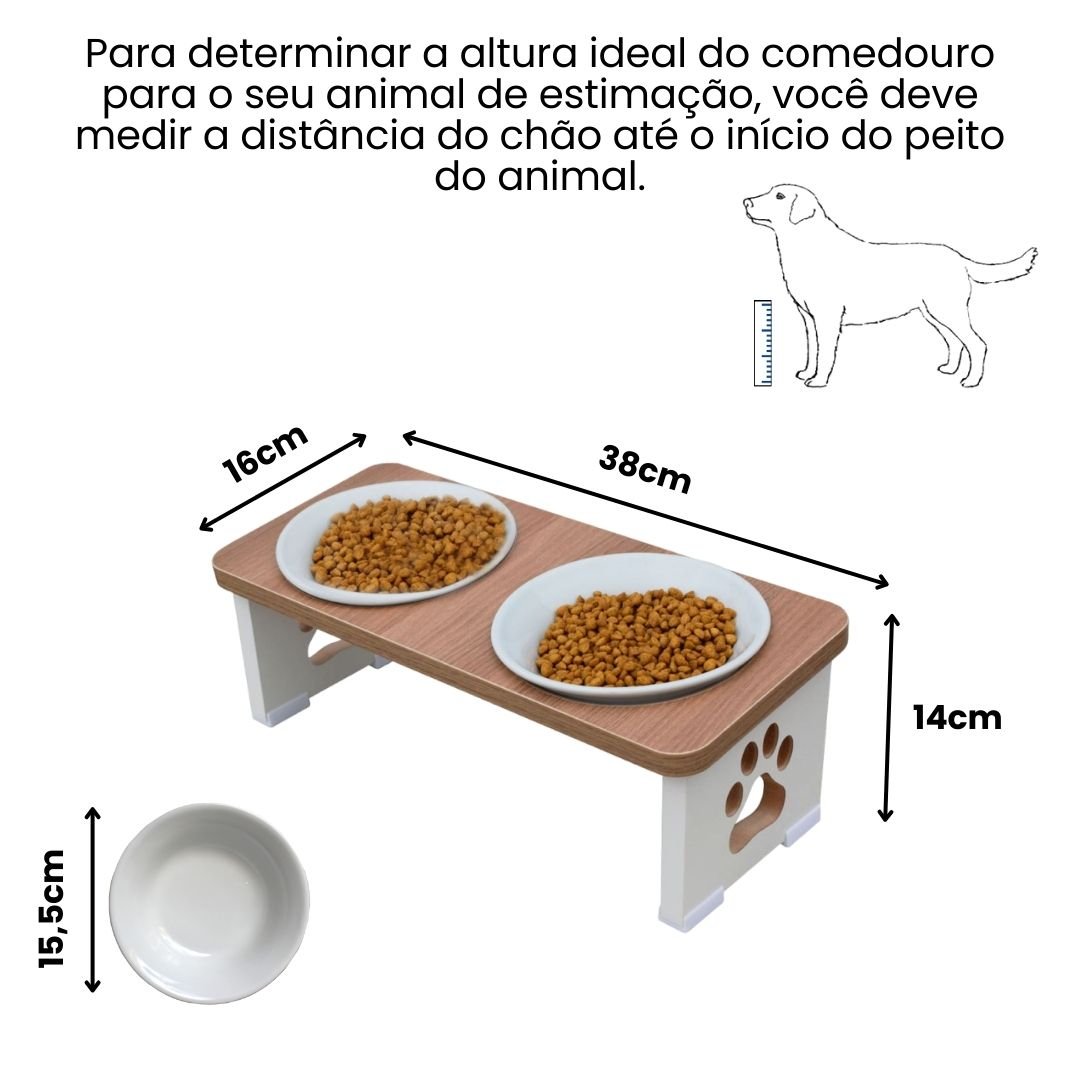 Comedouro Bebedouro Duplo Pet Mdf Elevado Cachorro - 2