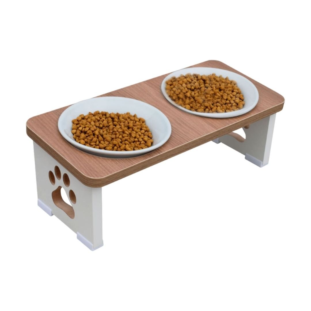 Comedouro Bebedouro Duplo Pet Mdf Elevado Cachorro