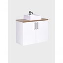 Ver imagem 5 de Gabinete para Banheiro com Cuba e Armario 80cm Mdf Freijo com Branco Paris - On Móveis