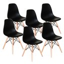 Ver imagem 3 de Conjunto de Mesa de Jantar Eames Eiffel Redonda 100cm Tampo de Madeira Branco com 6 Cadeiras Pretas