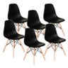 Conjunto de Mesa de Jantar Eames Eiffel Redonda 100cm Tampo de Madeira Branco com 6 Cadeiras Pretas - 3