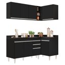 Ver imagem 1 de Armário de Cozinha Modulado de Canto Esquerdo 4 Peças Cp47 Balcão com Tampo Preto - Lumil Lumil Móve