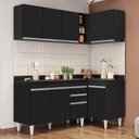 Ver imagem 2 de Armário de Cozinha Modulado de Canto Esquerdo 4 Peças Cp47 Balcão com Tampo Preto - Lumil Lumil Móve