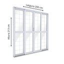 Ver imagem 2 de Porta de Aço de Correr Central com Grade Quadrada 4 Folhas 213x200 Riobras Aço Pronto Branco