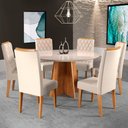 Ver imagem 1 de Mesa de Jantar 6 Lugares Isabela Diamantina com Vidro Mel/nude/off White - Panorama Móveis