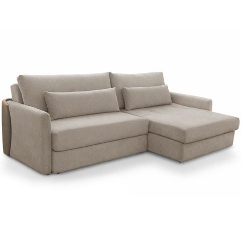 Sofá Cama Retrátil 3 Lugares para Sala 240cm Bérgamo F04 Linho Bege Claro Couríssimo Café - Lyam Dec