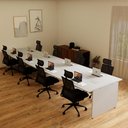 Ver imagem 6 de Mesa Estação de Trabalho 4,80 m X 1,20 m 8 Lugares Pés Painel F5 Office Cor:Cinza