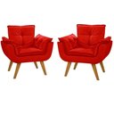 Ver imagem 1 de Kit 2 Poltronas Luxo Suede Decorativa Recepção/ Sala Vermelho