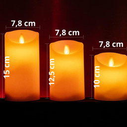 Vela Decorativa Led Chama Viva Realista Controle Rem Kit C/3 - 3