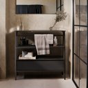 Ver imagem 2 de Armário Multiuso Gabinete Banheiro Industrial 1 Gaveta Thor Preto com Preto - Rede Móveis