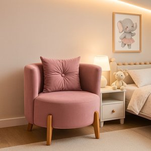 Poltrona Orgânica Curva Luna Veludo Rosê - Montanaris Decor