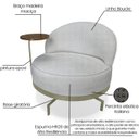 Ver imagem 3 de Poltrona Giratoria Glamour 704 Organica Linho Boucle 3302 Ezz