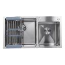 Ver imagem 6 de Cuba Dupla Cozinha Gourmet Aço Inox Escovado Escorredor Luxo Lava Louça Alimento Escorre Agua