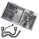 Ver imagem 1 de Cuba Dupla Cozinha Gourmet Aço Inox Escovado Escorredor Luxo Lava Louça Alimento Escorre Agua