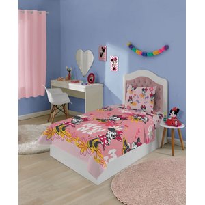 Jogo de Lençol Fronha Solteiro Infantil Minnie Menina Rosa