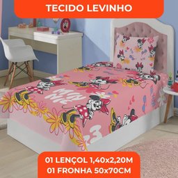 Jogo de Cama Infantil Lepper Minnie Solteiro 2 Peças Microfibra Rosa - 8