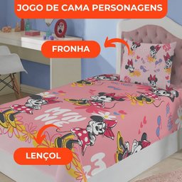 Jogo de Cama Infantil Lepper Minnie Solteiro 2 Peças Microfibra Rosa - 3