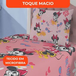 Jogo de Cama Infantil Lepper Minnie Solteiro 2 Peças Microfibra Rosa - 4