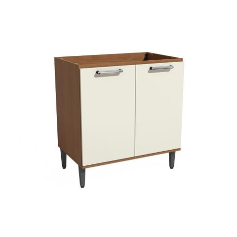 Balcão de Cozinha Linna T721 C/ 2 Portas S/ Tampo 80cm Canela/off White - Kappesberg